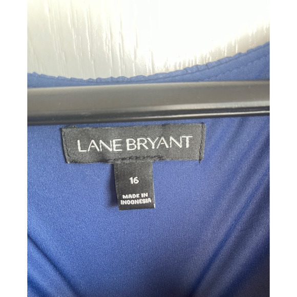 Lane Bryant Tank Top Blouse Sleeveless Pleated Size 16 Dark Blue Lined - Picture 4 of 5